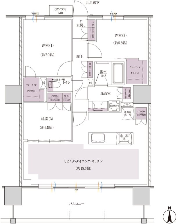 レーベン小田原 SKYS THE TOWER 間取り G type