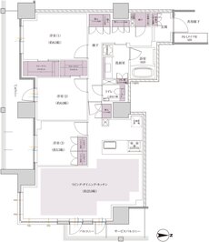 レーベン小田原 SKYS THE TOWER 間取り PK type（プレミアム）