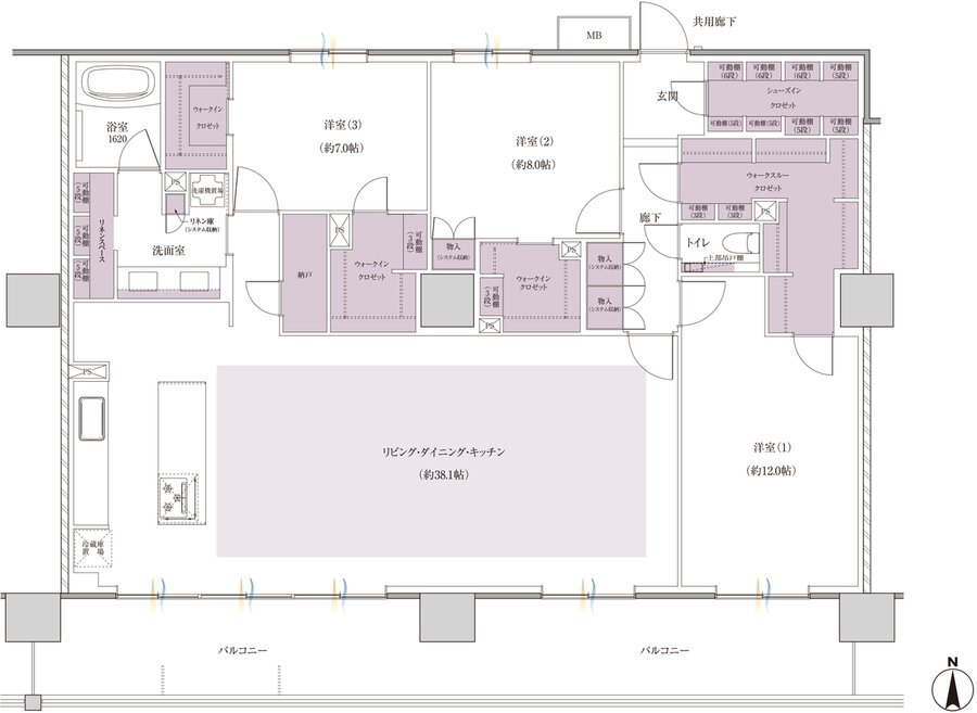 レーベン小田原 SKYS THE TOWER 間取り Ex-G type（エグゼクティブ）