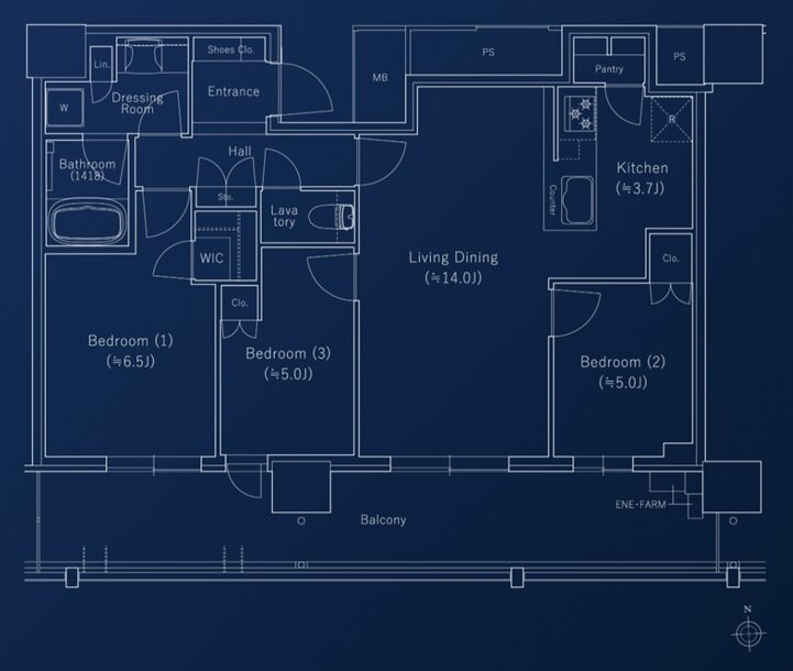 J.GRAN TOWER 京都向日町 間取り CC TYPE（31F~34F）