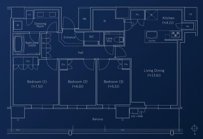 J.GRAN TOWER 京都向日町 間取り DF TYPE（36F~38F）