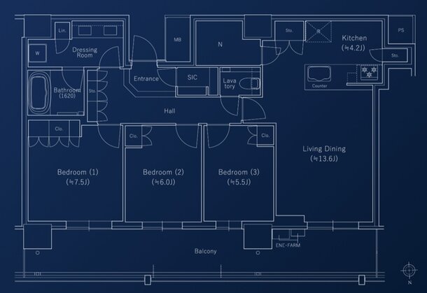 J.GRAN TOWER 京都向日町 間取り DF TYPE（36F~38F）