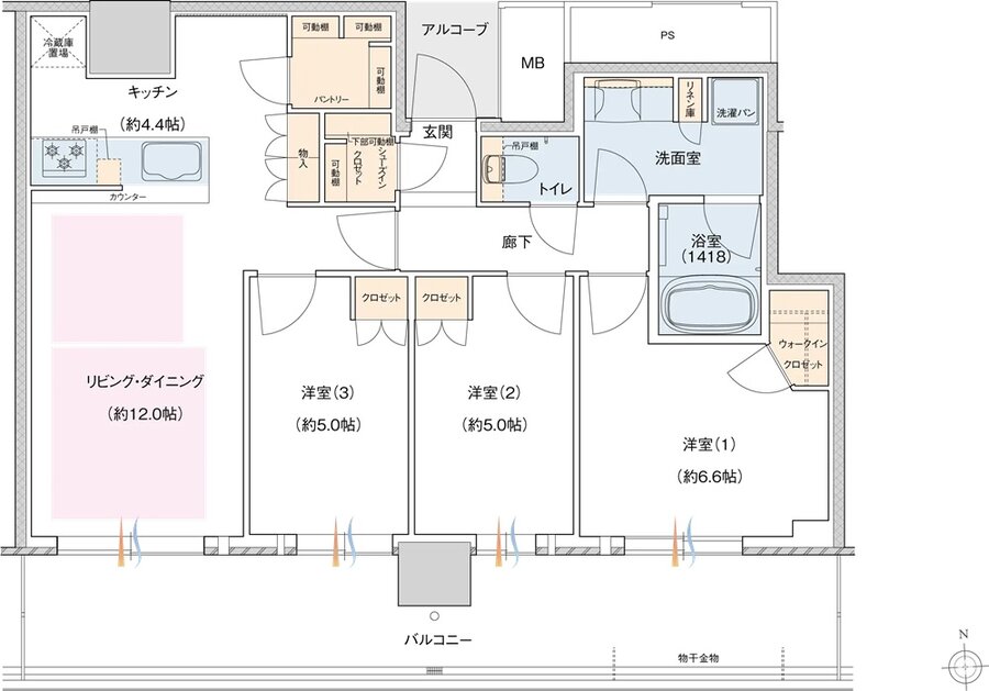 J.GRAN TOWER 京都向日町 間取り BC TYPE（16F~30F）