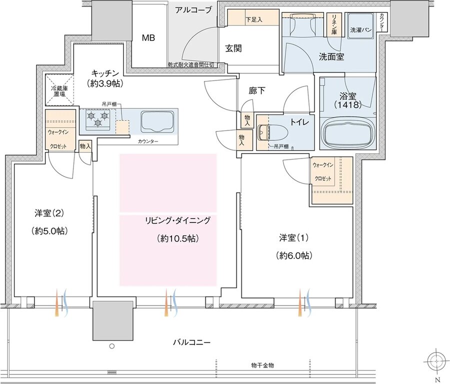 J.GRAN TOWER 京都向日町 間取り AH TYPE（5F~15F）