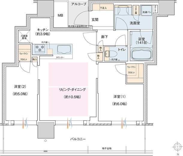 J.GRAN TOWER 京都向日町 間取り AH TYPE（5F~15F）