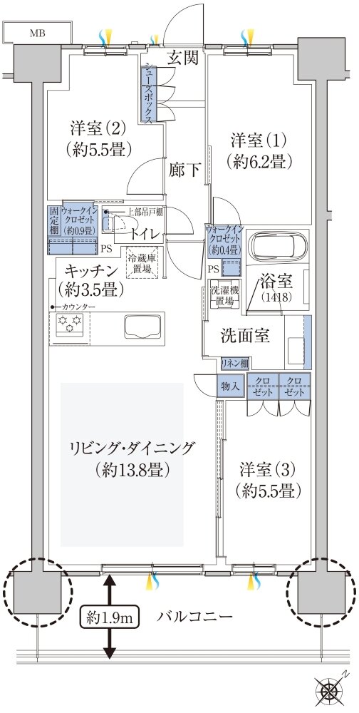 ハイムスイート新狭山 間取り F8 TYPE