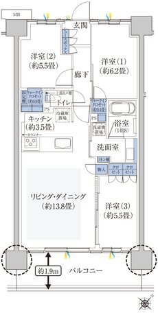 ハイムスイート新狭山 間取り F8 TYPE