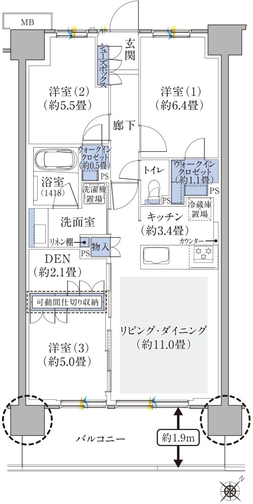ハイムスイート新狭山 間取り H TYPE