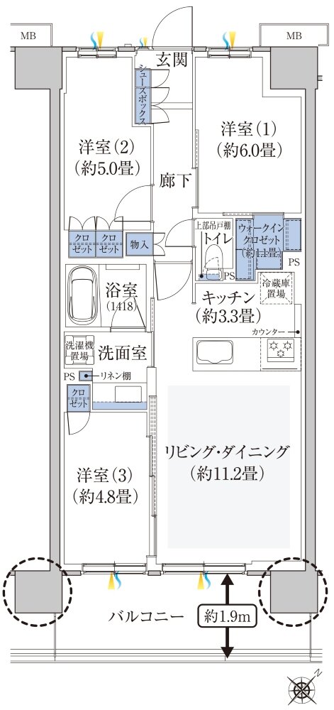 ハイムスイート新狭山 間取り J TYPE