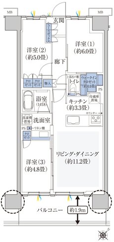 ハイムスイート新狭山 間取り J TYPE