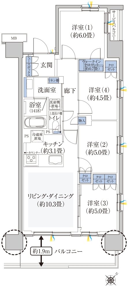 ハイムスイート新狭山 間取り K TYPE