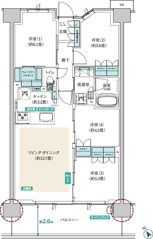 メイツ昭島 間取り B‐F type