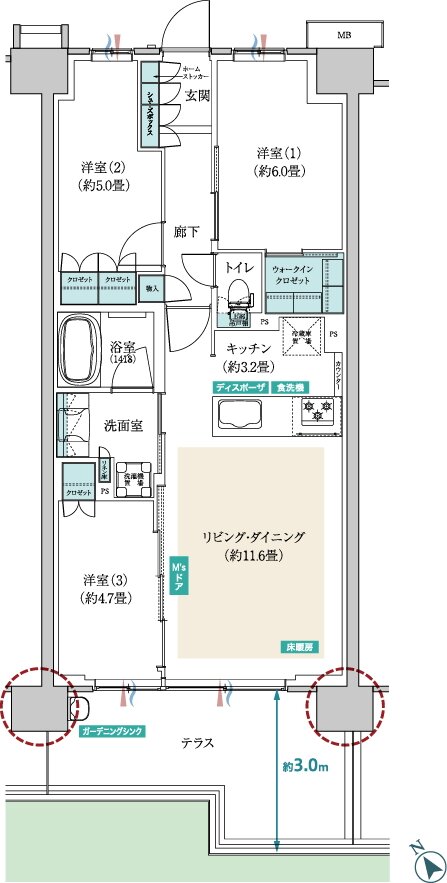 メイツ昭島 間取り B‐Ht type
