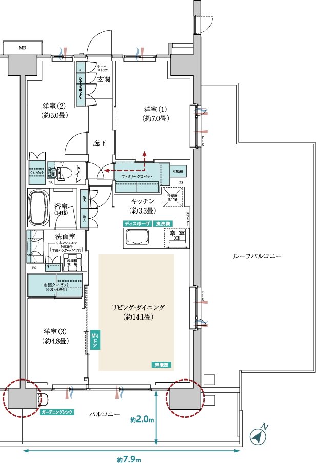 メイツ昭島 間取り D‐Er type