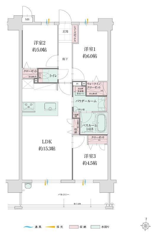 グランフォーレ白木原レジデンス 間取り Bタイプ