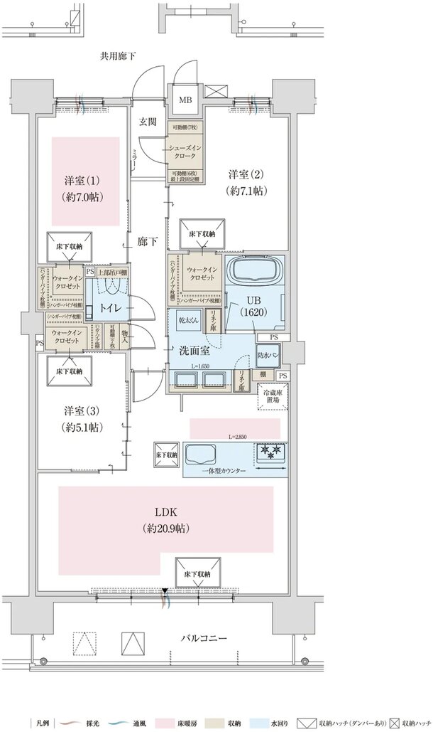 ドルチェヴィータグラン神戸甲南 間取り B type
