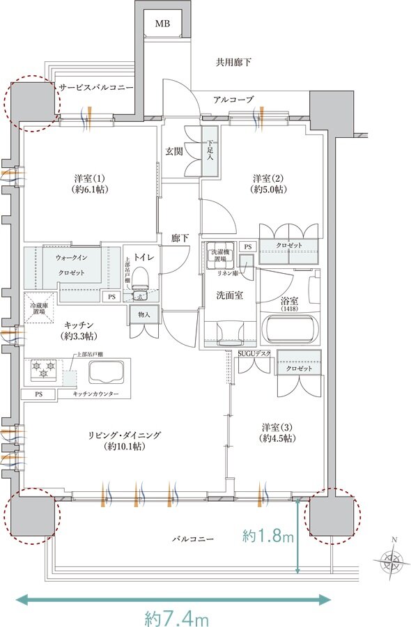クレヴィアしぎの駅前 間取り A type