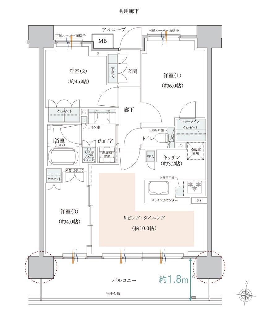 クレヴィアしぎの駅前 間取り E1 type