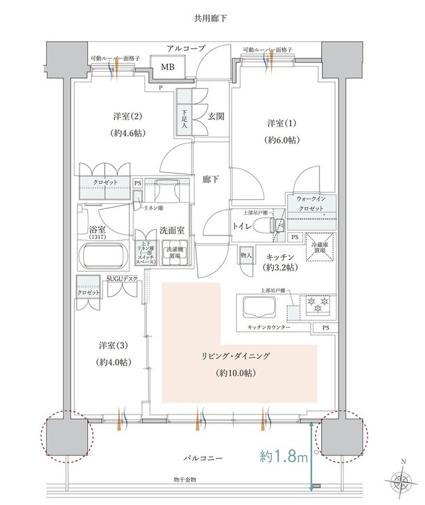 クレヴィアしぎの駅前 間取り E1 type