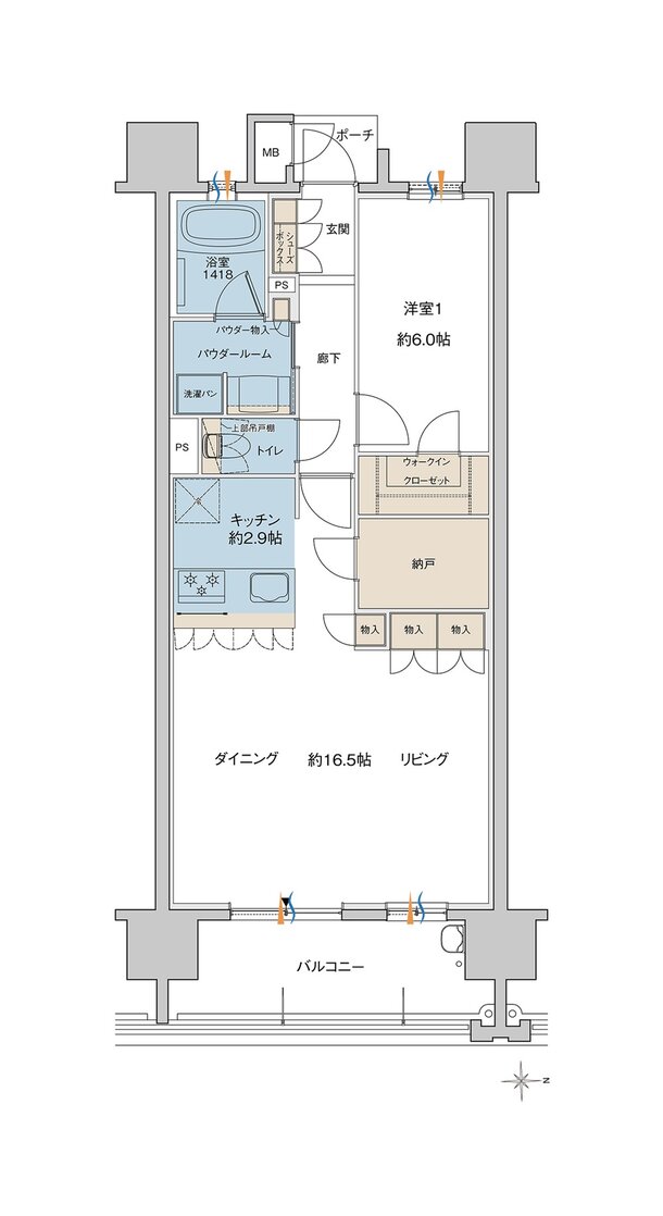 MJR大分D.C 間取り N type［MENU1］
