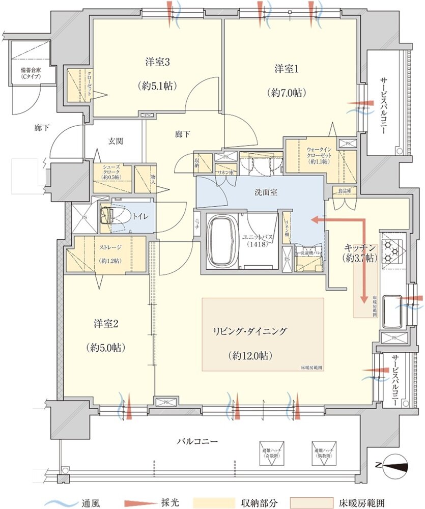 クレアホームズ山鼻プレミア 間取り Cタイプ