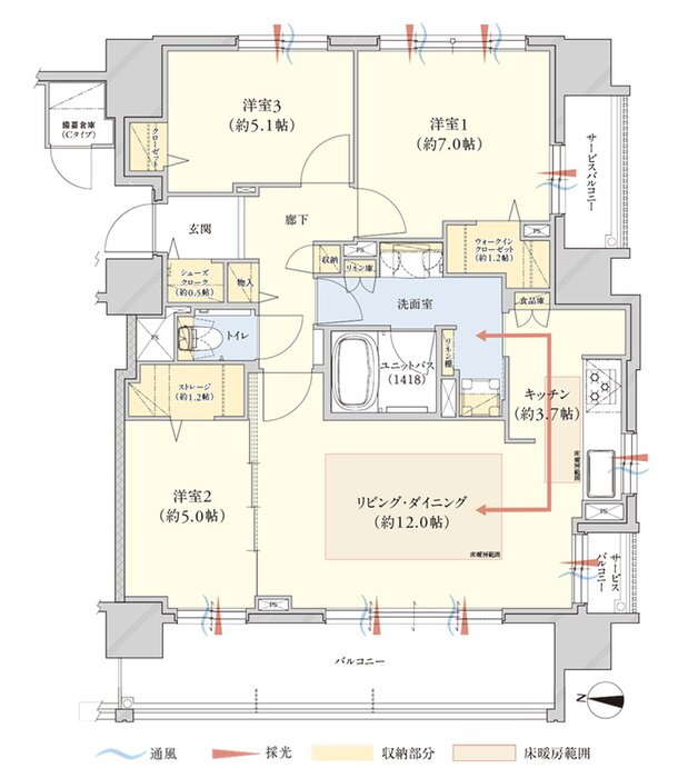 クレアホームズ山鼻プレミア 間取り Cタイプ