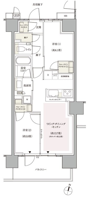 パークホームズ横浜ミッドスクエア 間取り D2 type