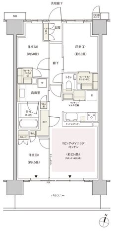 パークホームズ横浜ミッドスクエア 間取り E2 type