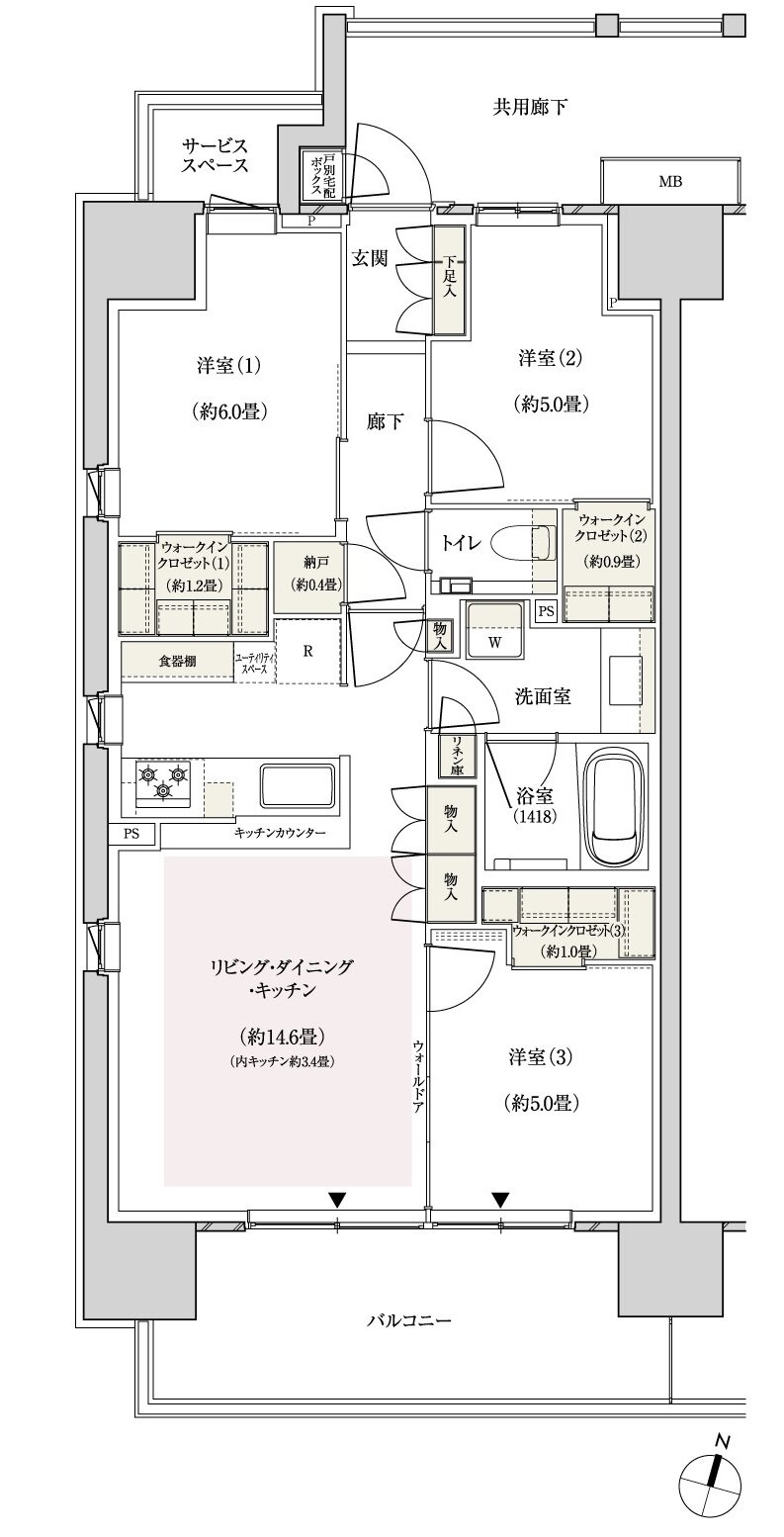 パークホームズ横浜ミッドスクエア 間取り Atype