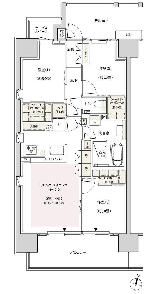 パークホームズ横浜ミッドスクエア 間取り Atype