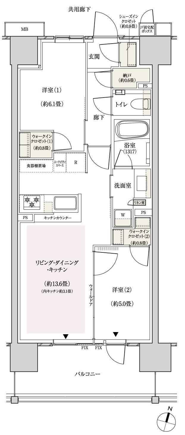 パークホームズ横浜ミッドスクエア 間取り D1 type