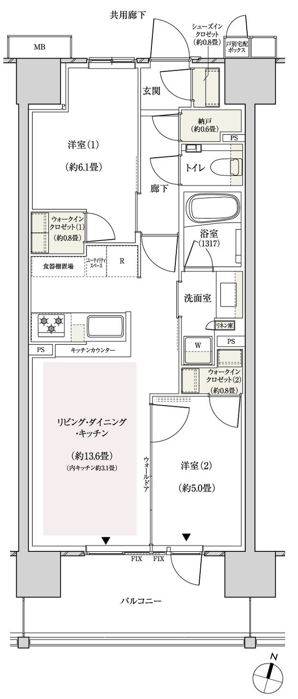 パークホームズ横浜ミッドスクエア 間取り D1 type
