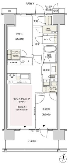 パークホームズ横浜ミッドスクエア 間取り D1 type