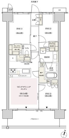 パークホームズ横浜ミッドスクエア 間取り E1 type