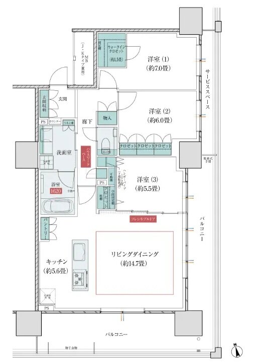 （仮称）福井駅前南通り再開発プロジェクト 間取り Jタイプ