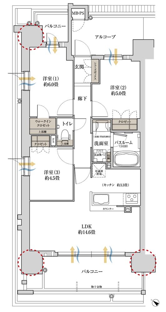 ワコーレ新長田ルミナゲート 間取り A type