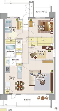 （仮称）リコット岡崎駅前プロジェクト 間取り H type