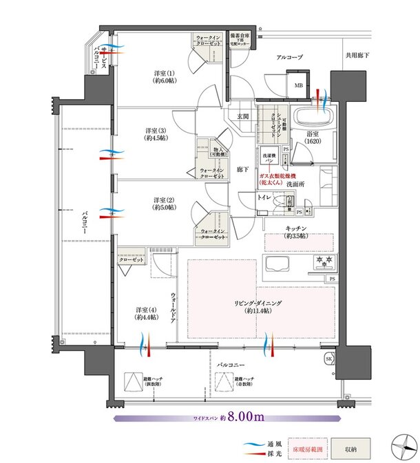 The フローレンス三之丸西御門 間取り Cタイプ