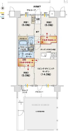 アルファステイツ新居浜星越 間取り E1 type