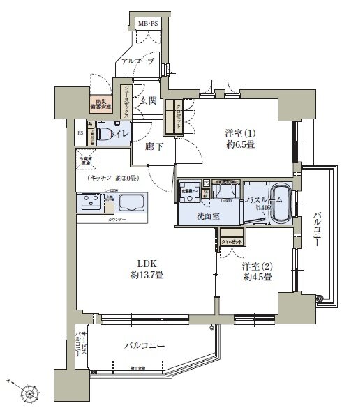 ワコーレ北野坂リアンツィオ 間取り B2 type