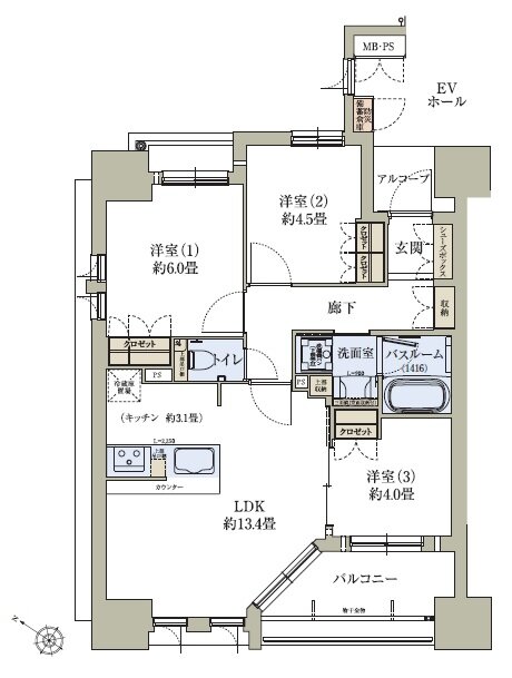 ワコーレ北野坂リアンツィオ 間取り A2 type