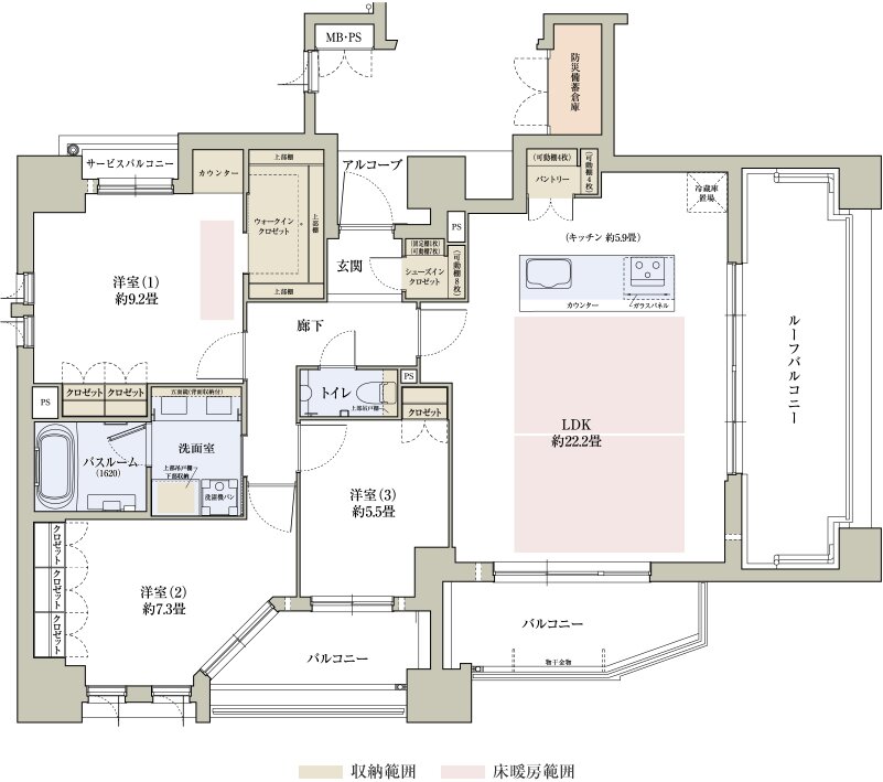 ワコーレ北野坂リアンツィオ 間取り C type（メニュープラン）
