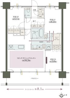 クリオ レジダンス立川パークサイド 間取り E-G2タイプ