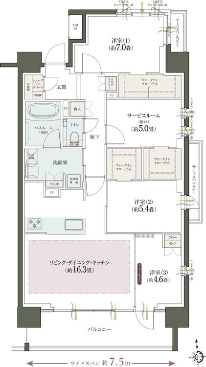 クリオ レジダンス立川パークサイド 間取り S-Cタイプ