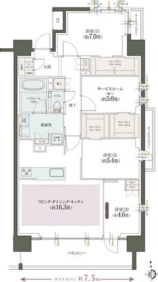 クリオ レジダンス立川パークサイド 間取り S-Cタイプ