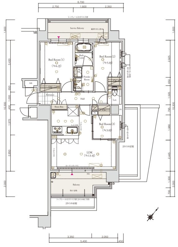 クラブスタイル大橋レーヴ 間取り Dタイプ