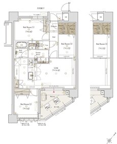 クラブスタイル大橋レーヴ 間取り Cタイプ