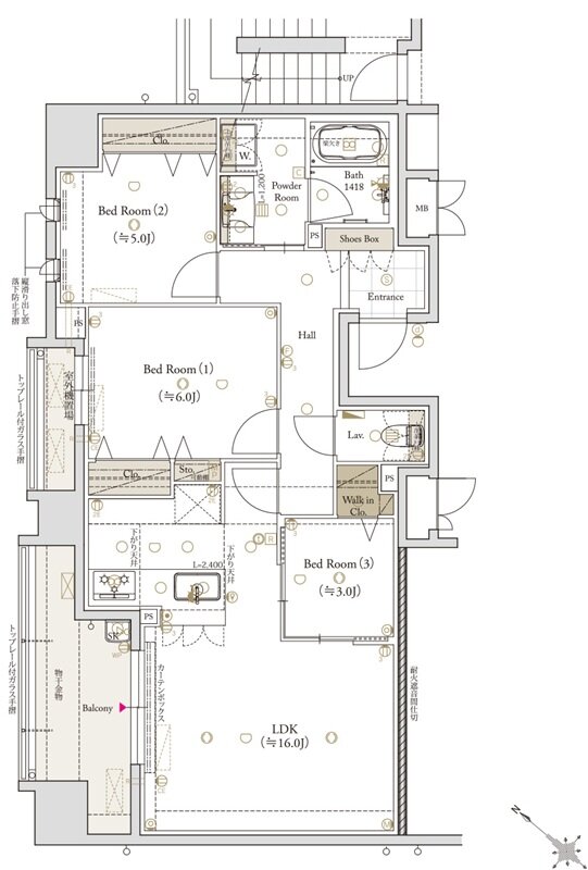 クラブスタイル大橋レーヴ 間取り Eタイプ