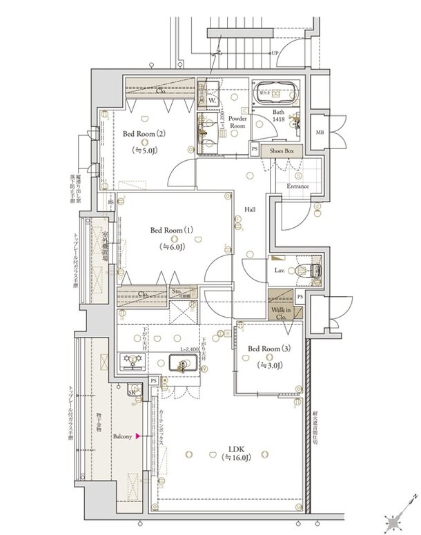 クラブスタイル大橋レーヴ 間取り Eタイプ