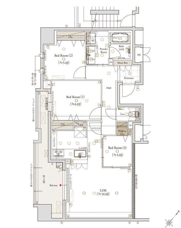 クラブスタイル大橋レーヴ 間取り Ebタイプ